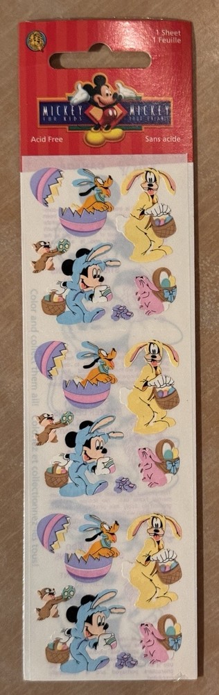Vintage Sandylion Sticker Sheet Disney Mickey Mouse Pluto Goofy Easter Bunny
