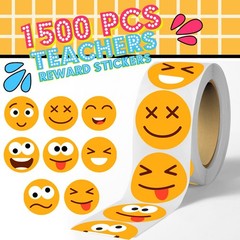 1500 Pcs Smiley Face Motivational Stickers for Teachers, Bright Yellow 3 Pack