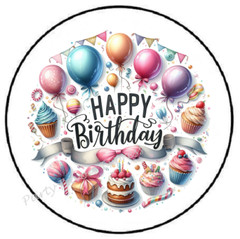 HAPPY BIRTHDAY ENVELOPE SEALS LABELS STICKERS PARTY FAVORS