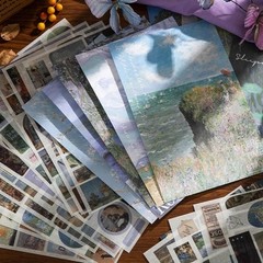 Oil Painting Stickers and Paper for Scrapbook & Journal – (50) Pages