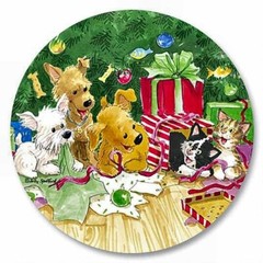 5 1/4″ x 7 1/2″ Sheet of 12 BABY ANGEL TRIO Christmas Card Seals #57 USA MADE