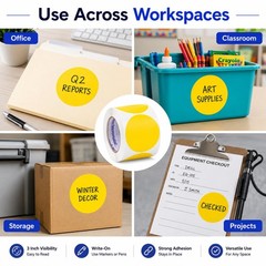 3″ Yellow Round Dot Stickers – Write-On Semi-Gloss Labels for Inventory, Color C