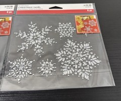 Recollections Christmas /Noël Mirror Snowflakes Bling Stickers 6pc Each Lot Of 2