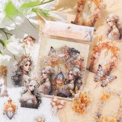 Vintage Gemstone Lady Stickers PET 30PCS Scrapbooking Decal Diary DIY Butterfly
