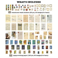 Vintage Scrapbook Supplies Pack (200 Pcs) for Art Journaling Junk Journal7221