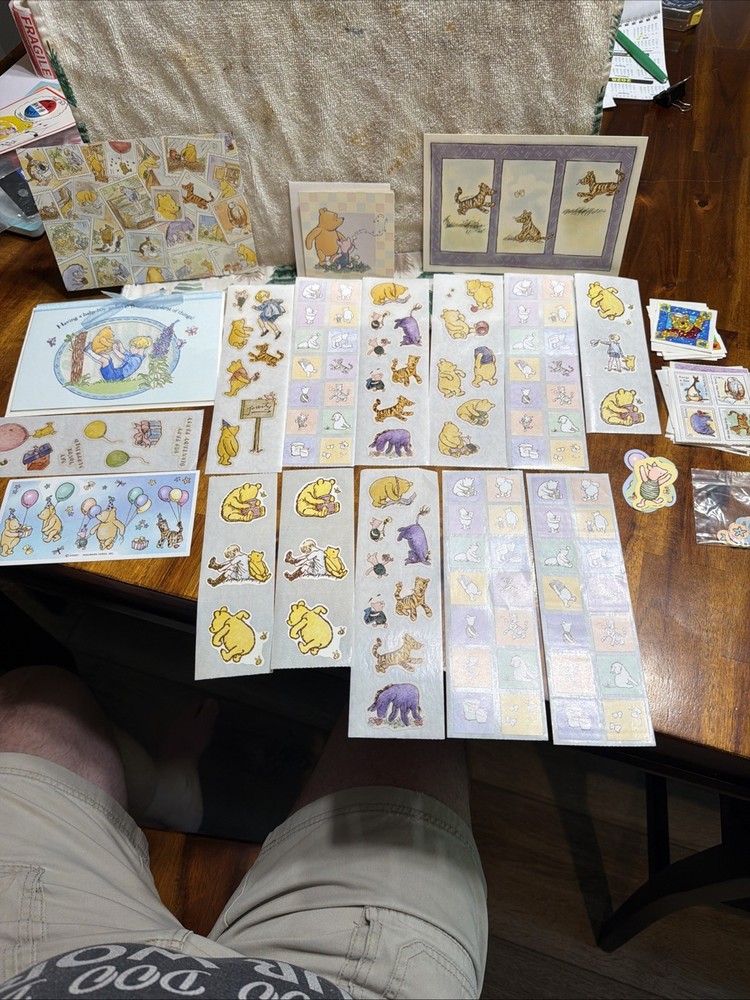 Large Lot Of Classic Winnie The Pooh Stickers And Cards Vintage Hallmark Disney