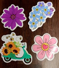 STICKERS x 10 Flowers Various Sunflowers Daisies Blue Purple Craft D22AB7