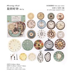 50 Vintage Mechanical Clock Stickers for DIY Art Scrapbook Diary Embellishments