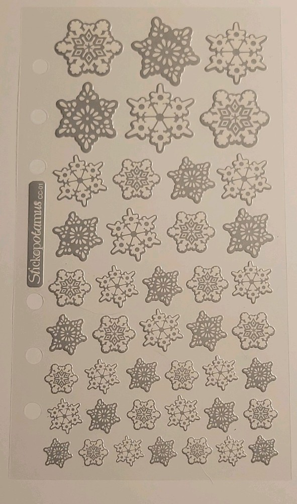 Stickopotamus Foiled Silver Snowflakes Stickers Scrapbooking CC-01
