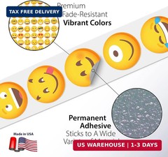 Emoticon Stickers for Kids – 1.5″ Circles – Smile Stickers for School and Home,