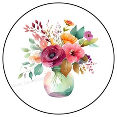 WATERCOLOR FLOWERS IN VASE ENVELOPE SEALS LABELS STICKERS PARTY FAVORS