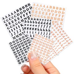 EORTA 6 Sheets Letter Stickers Small 0.18inch 0.18 inch, Rose Gold/Black