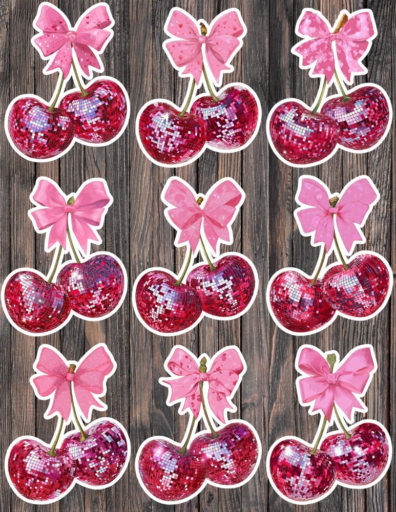 Disco Ball Cherries Die Cut Vinyl Stickers Scrapbooking Laptop Waterbottle