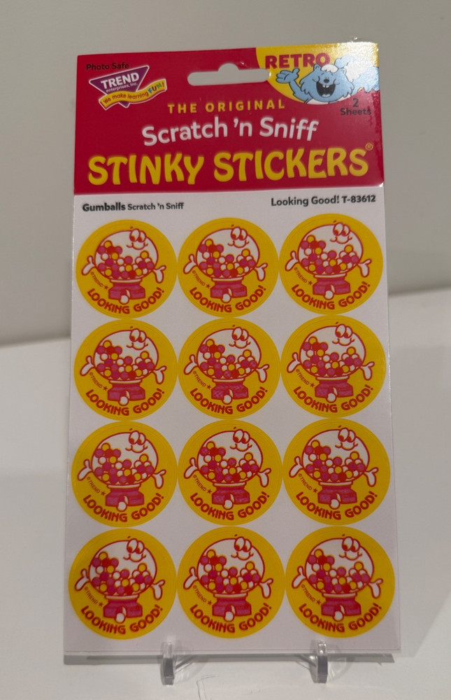 Trend Retro Stinky Stickers Scratch ‘n Sniff Gumballs Sealed 2 sheets 24 total