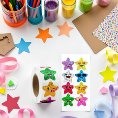 500Pcs Multicolor Stars Stickers, Star Sticker Roll Self Adhesive Glitter Sparkl