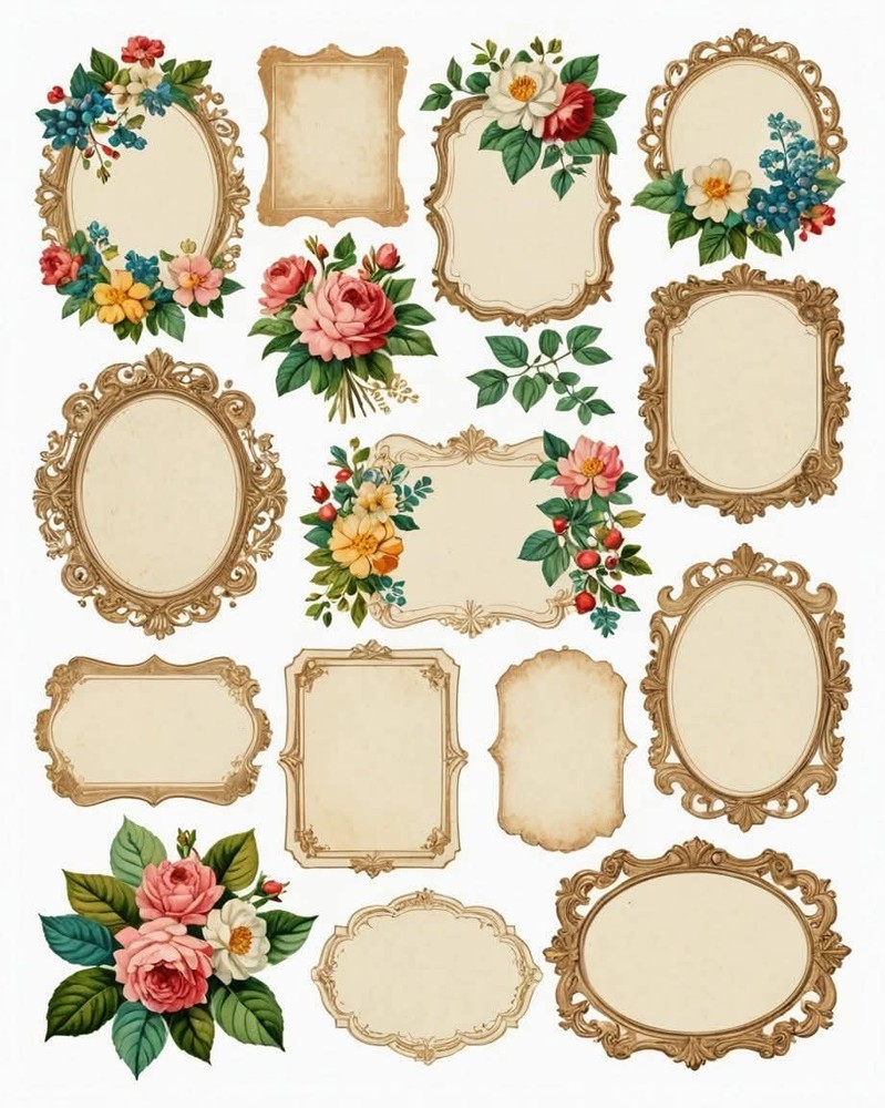 Vintage Style Floral Embellishments Junk Journal Scrapbook Choose A Set