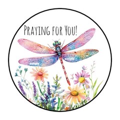 PRAYING FOR YOU STICKERS ENVELOPE SEALS LABELS 1.5″ ROUND (30) DRAGONFLIES