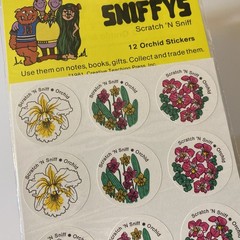 Vintage CTP Scratch ‘N Sniff Orchid Flower Sniffys Stickers