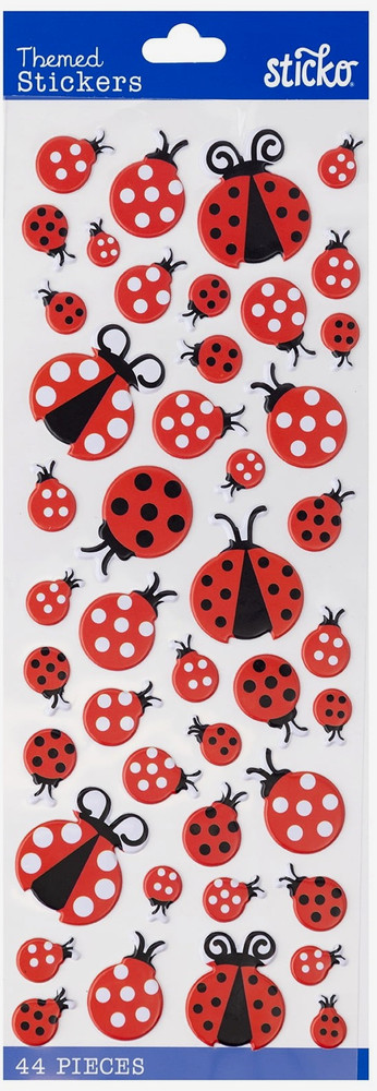 Ladybug Ladybugs Lady Bugs Red White Insects Fly Away Home Sticko Puffy Stickers