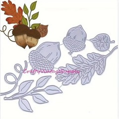 Falling autumn fall acorn leaves metal craft stencil die cut cutting dies