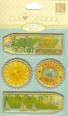 TC Travel/Vacation Metal Tags, Embellishments K&COMPANY – NEW, 563988