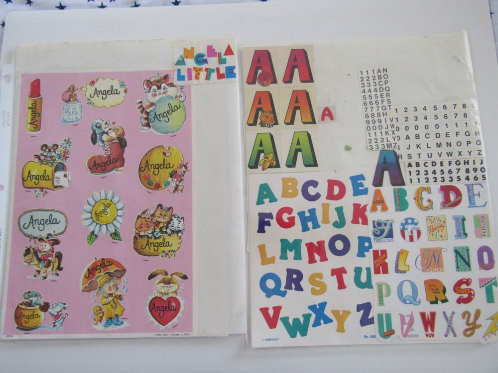 Angela Jill & Alphabet STICKERS – SHEETS & SINGLES – VARIOUS BRANDS – VINTAGE
