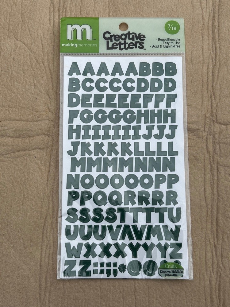 makingmemories Creative Letters Alphabet Stickers Dark Green Repositionable
