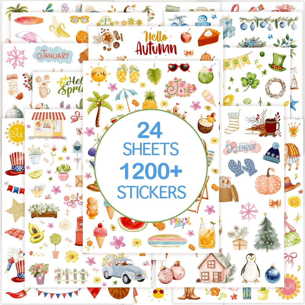 Slapaflife Planner Stickers (24 Page, 1000+ Stickers, Multicolor, Multicolor