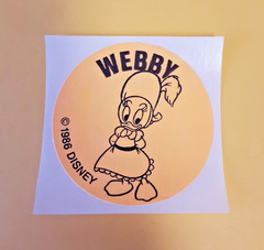 RARE! vintage 80’s Safeway neon orange Ducktales Webby sticker *restored*