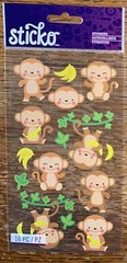 Sticko Dancing Monkey🐒Happy Jungle Animals Zoo Bananas Vines Scrapbook Stickers
