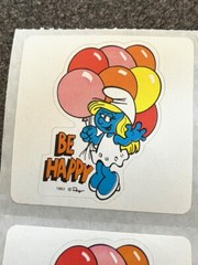 Smurf Smurfette BE HAPPY Stickers Lot of 10 Vintage 1983