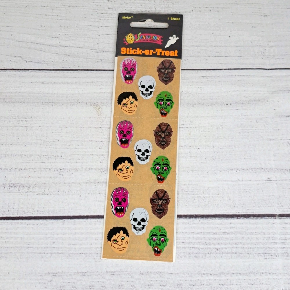 Sandylion Sticker Sheet Halloween Monsters Skeleton Zombie VTG Vintage NEW