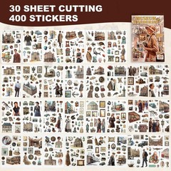Scrapbooking Stickers 400 Pre-Cut Washi Stickers & 20 Scrapbook Papers Museum…