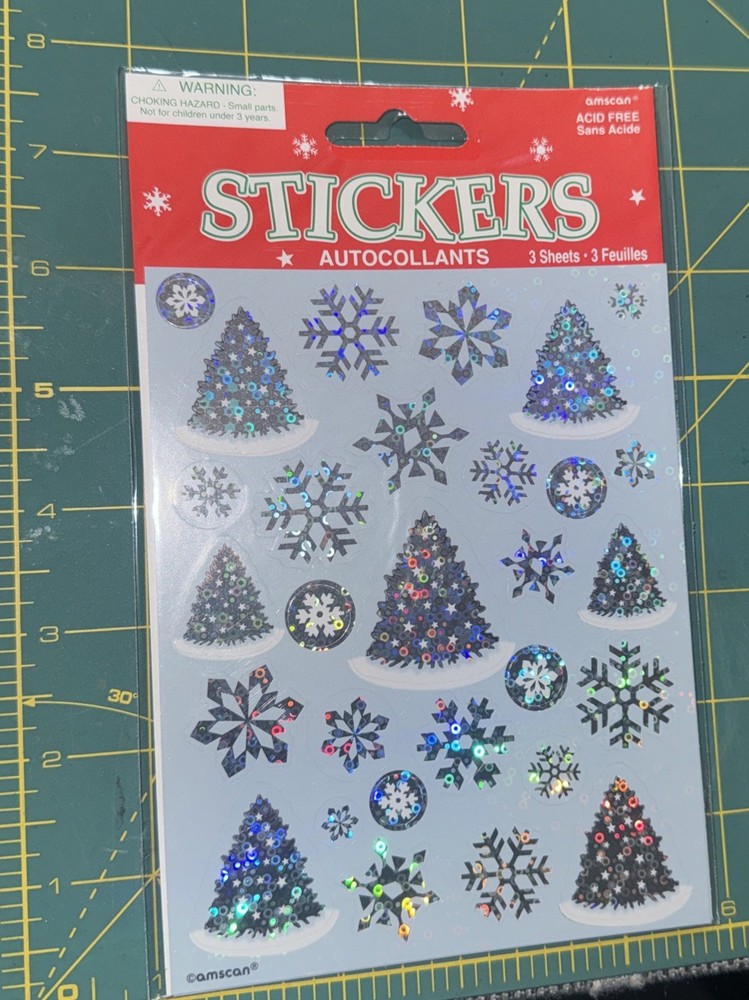 Amscan Christmas Scrapbooking Stickers – Trees & Snowflakes – New In Package