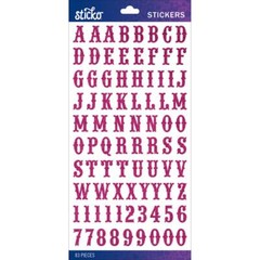 Scrapbooking Crafts Sticko Stickers Alphabet Numbers Hot Pink Glitter Carnival