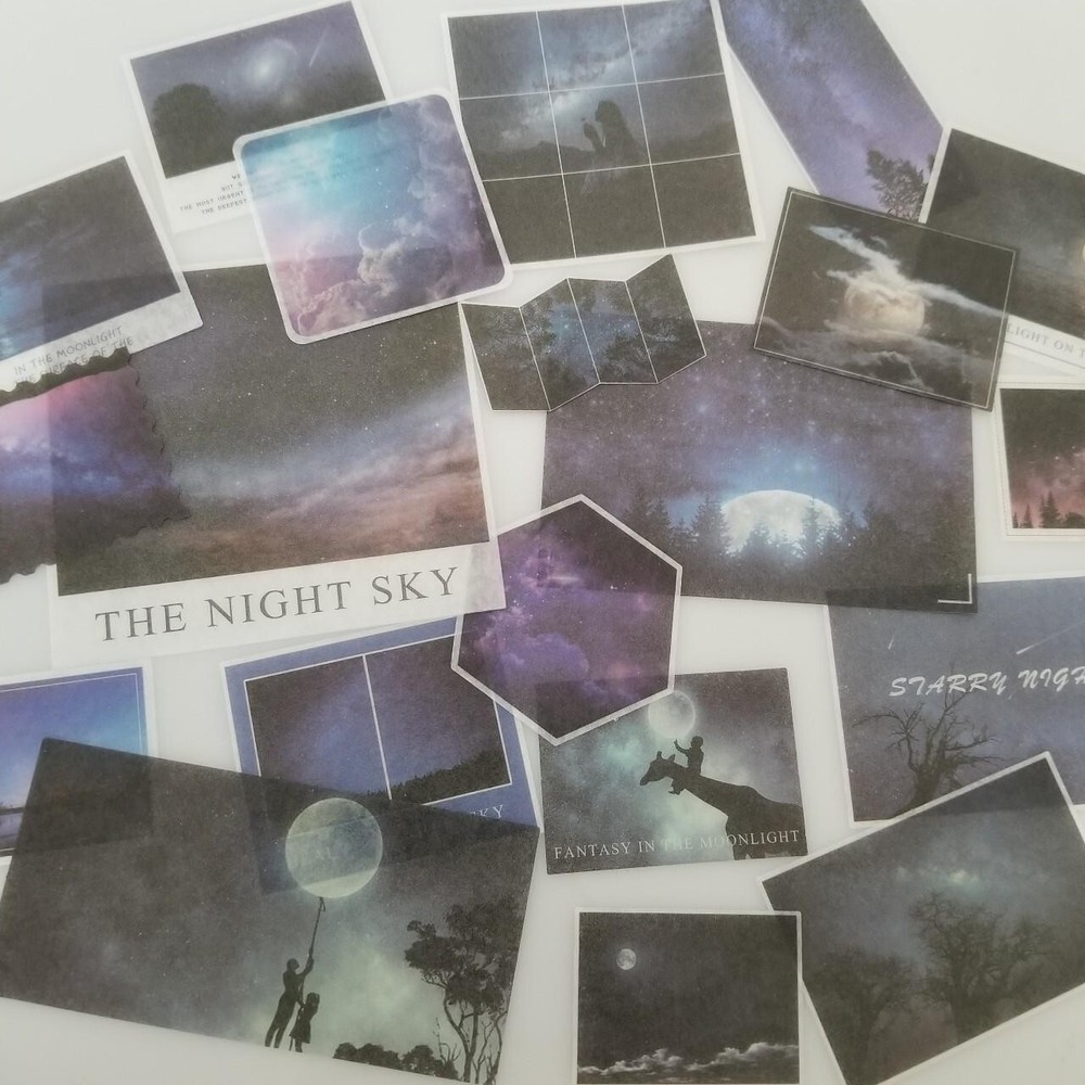 20PCS Night Sky Stickers – Moon Stars Stationery Scrapbooking Planner Diary