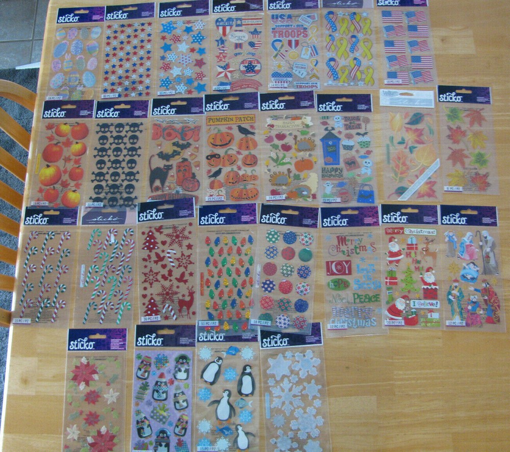 STICKO Stickers EASTER, PATRIOTIC, FALL, HALLOWEEN, THANKSGIVING, CHRISTMAS NIP