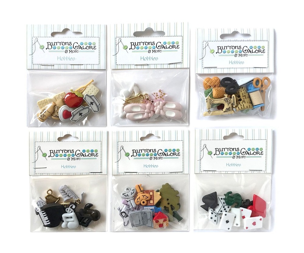 Buttons Galore 50+ Assorted HOBBIES Theme Buttons Set for Sewing & Crafts