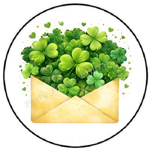 ENVELOPE OF SHAMROCKS ST PATRICKS ENVELOPE SEALS LABELS STICKERS PARTY FAVORS