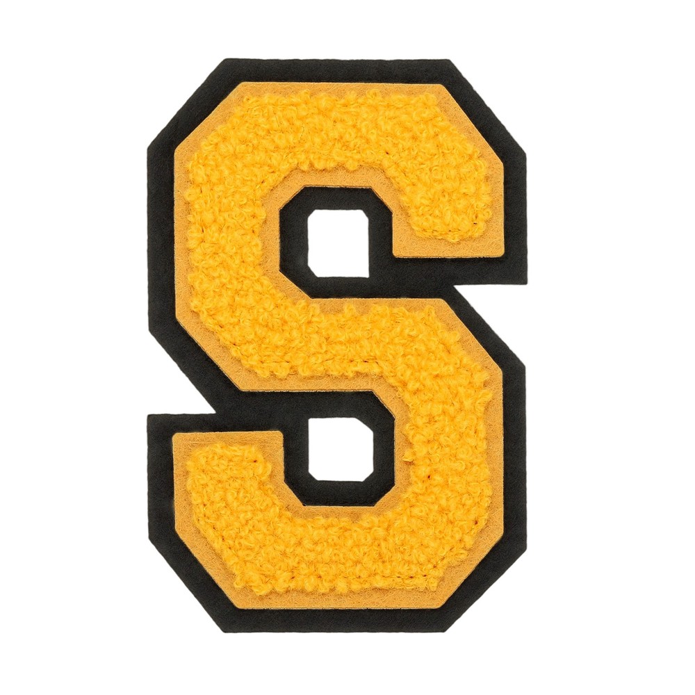 4″ Chenille Letter Patches,Yellow Chenille Initial A-Z Patches (Letter S)