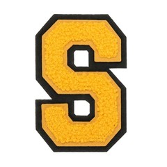 4″ Chenille Letter Patches,Yellow Chenille Initial A-Z Patches (Letter S)