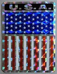 7 Selectra VTG Patriotic American USA Prismatic Flag Stickers, 250th Anniversary