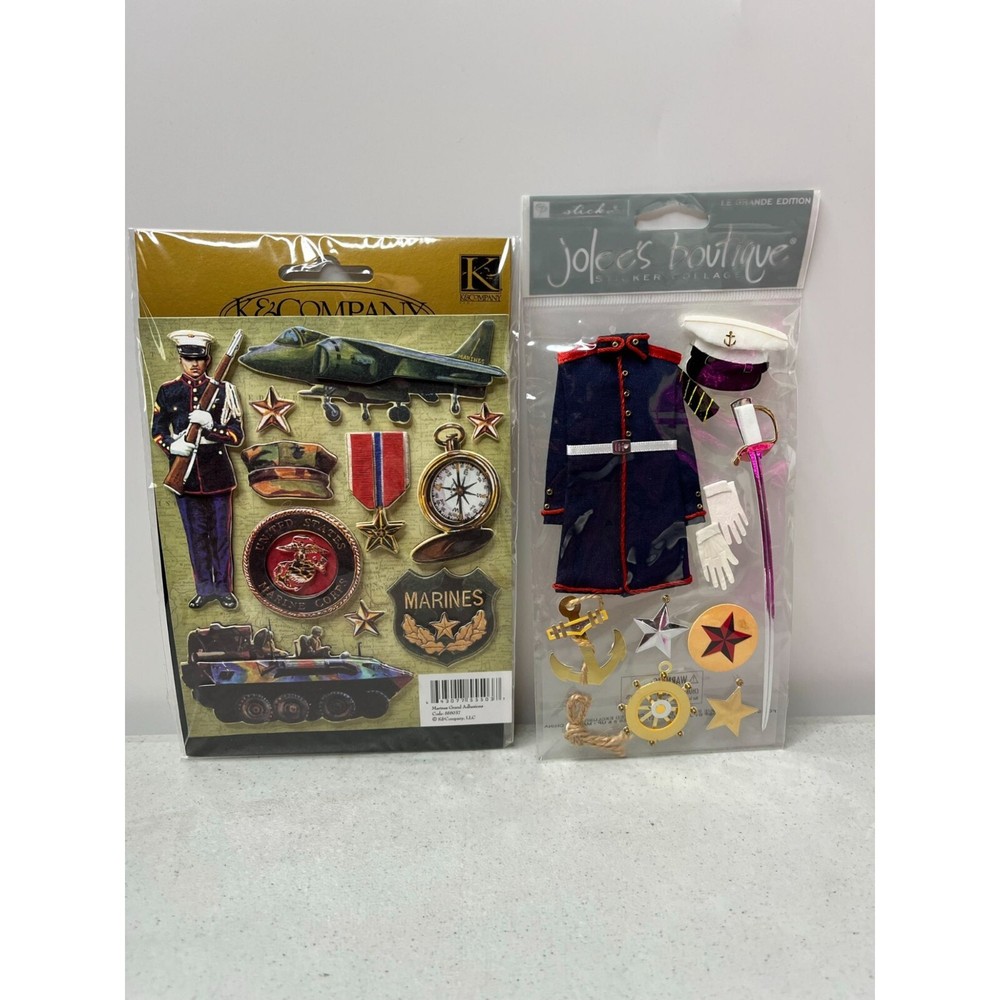 Lot of 2 Marine Stickers K& Company Army Grand Adhesives & Jolee’s Boutique Mari