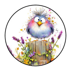 FLORAL FUNNY BIRD ENVELOPE SEALS STICKERS LABELS TAGS 1.5″ ROUND (30) SPRING