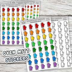 Oven Mitt Stickers, Mini Icon Reminder Planner stickers, Journals, Scrapbooks