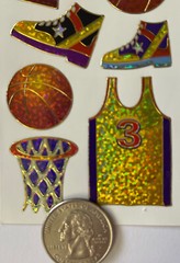 PRISMATIC BASKETBALL Stickers (18pc)2.5″x 10″ Sparkle•Sport•Jersey￼•Trophy•Ball