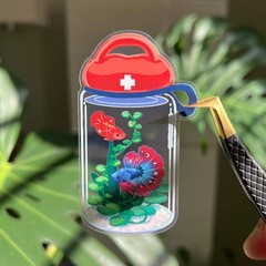 First Betta Kit Sticker – Vibrant Betta Fish – Transparent Waterproof Vinyl