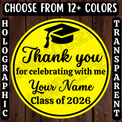 40 GRADUATION CUSTOM STICKERS 2″ CLASS OF 2026 LABELS SEALS SCRATCH RESISTANT
