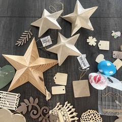 Mixed Media Craft Lot 138 Pieces Wood Cutouts Chipboard Letter Tags Junk Journal