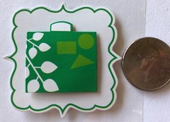 GREEN/WHITE Dimensional Sticker(4pc) Michaels•Cocktail•Plane•Elephant•Gift Bag